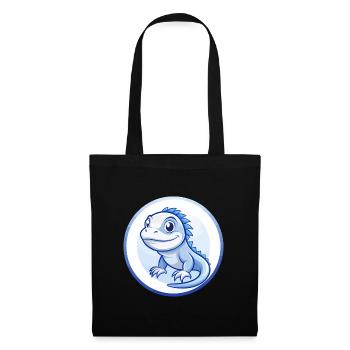 Leguan Blau Kawaii Cartoon Figur Clipart Haustier - Stoffbeutel - Schwarz - Vorne