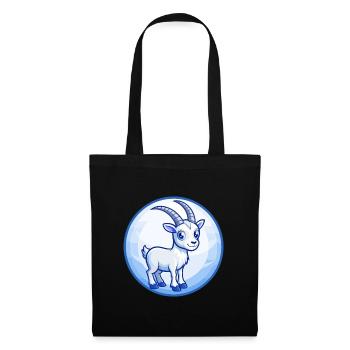 Steinbock Blau Kawaii Cartoon Figur Clipart Haustier - Stoffbeutel - Schwarz - Vorne