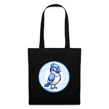 Jay Bird Blau Kawaii Cartoon Figur Clipart Haustier - Stoffbeutel - Schwarz - Vorne