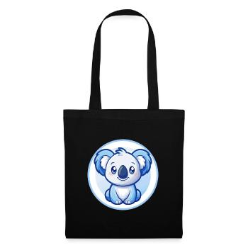 Koala Blau Kawaii Cartoon Figur Clipart Haustier - Stoffbeutel - Schwarz - Vorne
