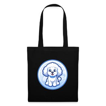 Pudel Hund Blau Kawaii Cartoon Figur Clipart - Stoffbeutel - Schwarz - Vorne