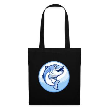 Saumon Bleu Kawaii Dessin Animé Personnage Clipart Animal de compagnie - Sac en tissu - noir - Devant