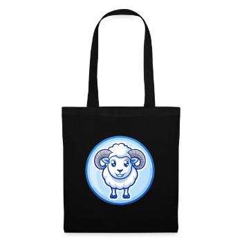Ram Blau Niedlich Kawaii Cartoon Figur Clipart Haustier - Stoffbeutel - Schwarz - Vorne