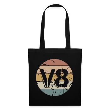 Retro V8 musclecar vintage Auto Symbol Logo - Stoffbeutel - Schwarz - Vorne