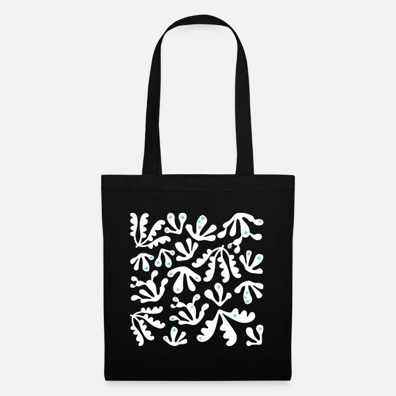 Abstrait Corail L Blanc Bleu Pois - Sac en tissu - noir