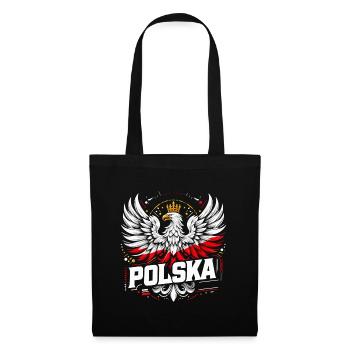 Polen Polska polnisch rot weiß Adler Krone Geschen - Stoffbeutel - Schwarz - Vorne