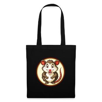 opossum coloré kawaii dessin animé personnage clipart - Sac en tissu - noir - Devant