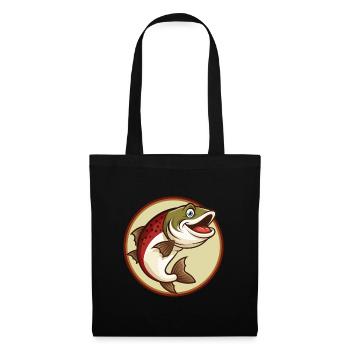 Saumon coloré Kawaii Dessin animé Personnage Clipart - Sac en tissu - noir - Devant