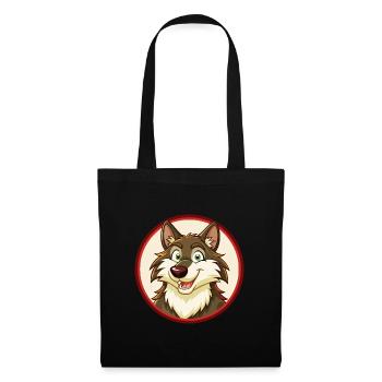 Wolf Colorful Kawaii Cartoon Character Clipart Pet - Tote Bag - black - Front