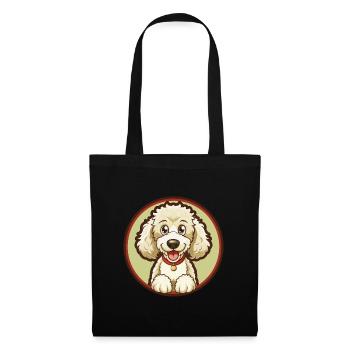 Pudel Hund Bunt Kawaii Cartoon Figur Haustier - Stoffbeutel - Schwarz - Vorne