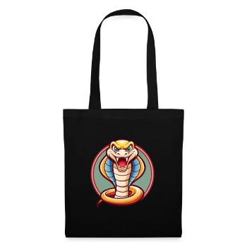 Cobra Cute Funny Kawaii Cartoon Clipart Animal Pet - Tote Bag - black - Front