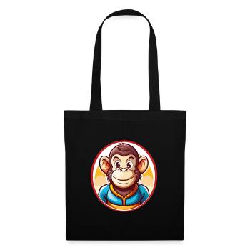 Schimpanse Lustig Kawaii Cartoon Clipart Tier Haustier - Stoffbeutel - Schwarz - Vorne