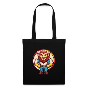 Bison Cute Funny Kawaii Cartoon Clipart Animal Pet - Tote Bag - black - Front