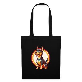 Deutscher Pinscher Hund Lustiges Kawaii Cartoon Tier - Stoffbeutel - Schwarz - Vorne