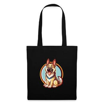 German Shepherd Dog Funny Kawaii Cartoon Animal - Tote Bag - black - Front