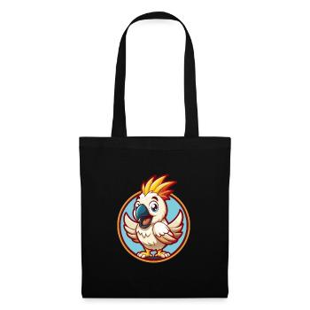 Kakadu Lustige Kawaii Cartoon Clipart Tier Haustier - Stoffbeutel - Schwarz - Vorne