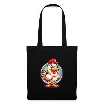 Huhn Lustig Kawaii Cartoon Clipart Tier Haustier - Stoffbeutel - Schwarz - Vorne