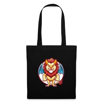 Manticore Drôle Kawaii Dessin animé Clipart Animal de compagnie - Sac en tissu - noir - Devant