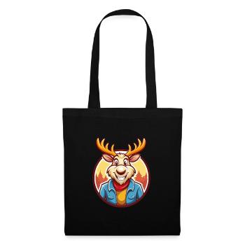Elch Niedlich Lustig Kawaii Cartoon Clipart Tier Haustier - Stoffbeutel - Schwarz - Vorne
