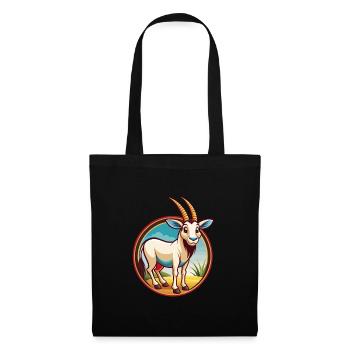 Oryx mignon drôle Kawaii dessin animé Clipart animal de compagnie - Sac en tissu - noir - Devant