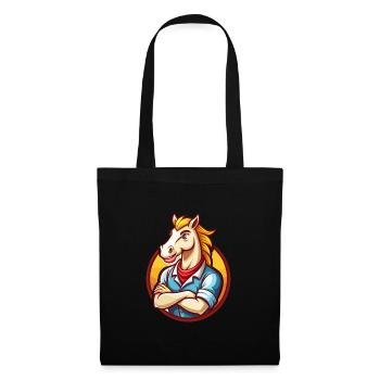 cheval mignon drôle kawaii dessin animé clipart animal de compagnie - Sac en tissu - noir - Devant
