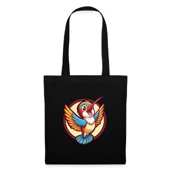 colibri drôle kawaii dessin animé clipart animal - Sac en tissu - noir - Devant