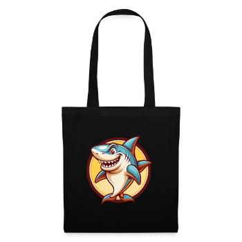 Hai Niedlich Lustig Kawaii Cartoon Clipart Tier Haustier - Stoffbeutel - Schwarz - Vorne