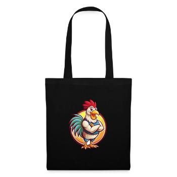 Hahn Lustig Kawaii Cartoon Clipart Tier Haustier - Stoffbeutel - Schwarz - Vorne