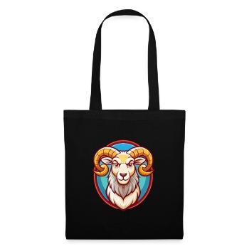 Ram Niedlich Lustig Kawaii Cartoon Clipart Tier Haustier - Stoffbeutel - Schwarz - Vorne