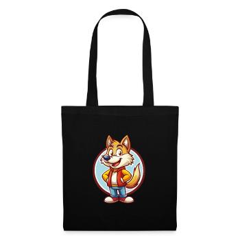 Wolf Cute Funny Kawaii Cartoon Clipart Animal Pet - Tote Bag - black - Front