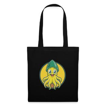 calmar mignon kawaii dessin animé clipart animal de compagnie - Sac en tissu - noir - Devant