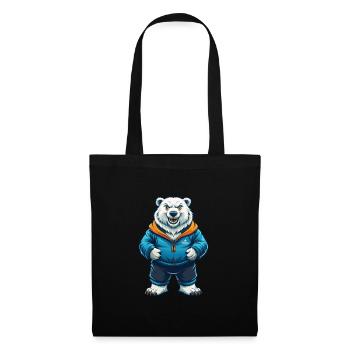 ours polaire cool kawaii dessin animé personnage clipart - Sac en tissu - noir - Devant