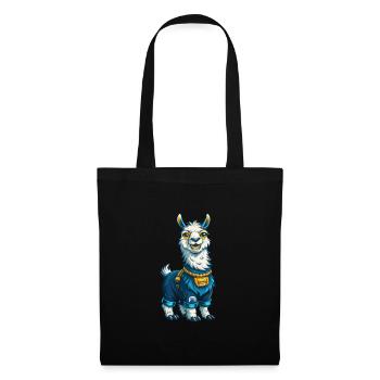 Lama Cool Kawaii Cartoon Charakter Clipart - Stoffbeutel - Schwarz - Vorne