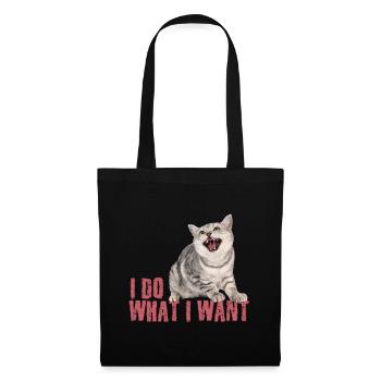 Katze I Do What I Want - Stoffbeutel - Schwarz - Vorne