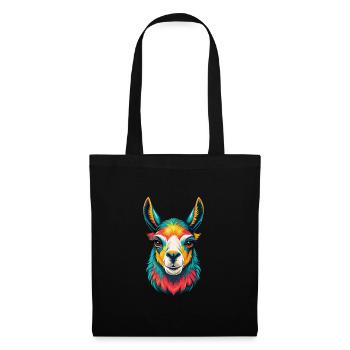 Lama Niedliches Kawaii Cartoon Clipart Tier Gesicht - Stoffbeutel - Schwarz - Vorne
