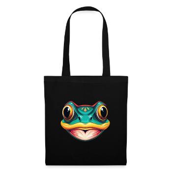 Frog Cute Kawaii Cartoon Clipart Animal Face - Tote Bag - black - Front