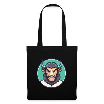 Buffalo Kawaii Cartoon Character Animal Pet Face - Tote Bag - black - Front