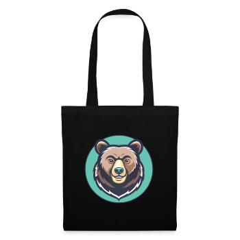 Ours Kawaii Dessin animé Personnage Animal Animal Visage - Sac en tissu - noir - Devant