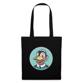 Canard Kawaii Dessin Animé Personnage Animal Animal Visage - Sac en tissu - noir - Devant