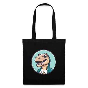 Dinosaur Kawaii Cartoon Character Animal Pet Face - Tote Bag - black - Front