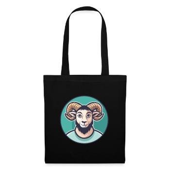 Ram Kawaii Cartoon Character Animal Pet Face - Tote Bag - black - Front
