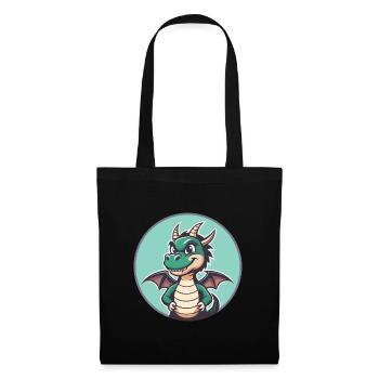 Dragon Kawaii Dessin animé Personnage Animal Animal Visage - Sac en tissu - noir - Devant