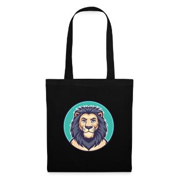 Lion Kawaii Dessin Animé Personnage Animal Animal Visage - Sac en tissu - noir - Devant