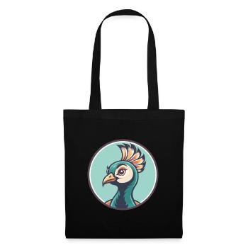 paon kawaii dessin animé personnage animal visage d’animal - Sac en tissu - noir - Devant