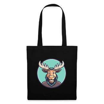 Moose Kawaii Cartoon Character Animal Pet Face - Tote Bag - black - Front