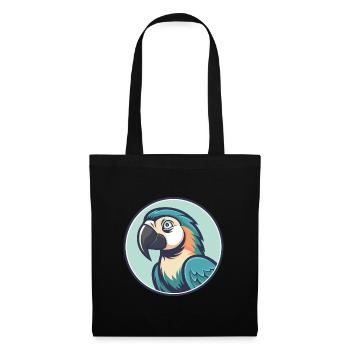 Parrot Kawaii Cartoon Character Animal Pet Face - Tote Bag - black - Front