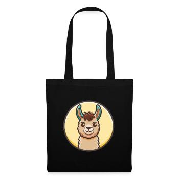 Llama Kawaii Cartoon Character Animal Pet Face - Tote Bag - black - Front