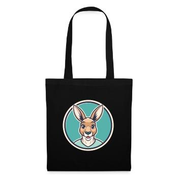 Kangourou Kawaii Dessin animé Personnage Animal Visage D’animal - Sac en tissu - noir - Devant
