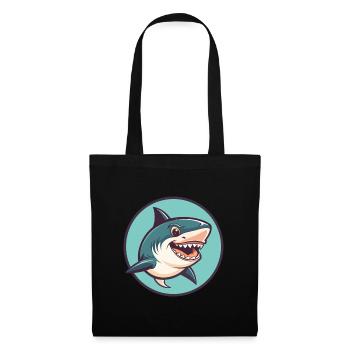 requin kawaii dessin animé personnage animal visage d’animal - Sac en tissu - noir - Devant