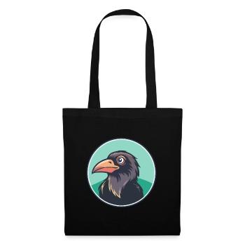 Raven Kawaii Cartoon Character Animal Pet Face - Tote Bag - black - Front